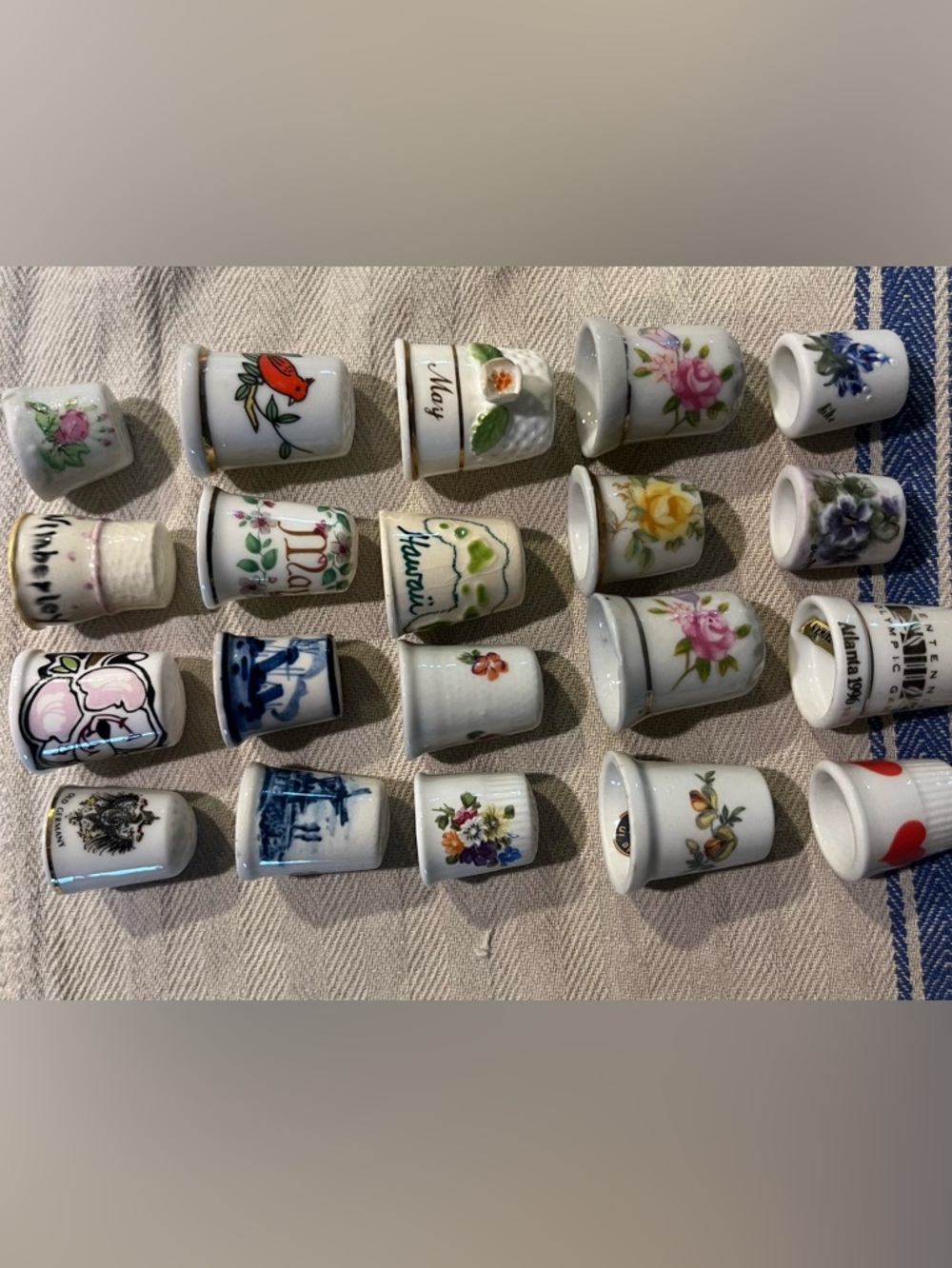 Assorted Porcelain Thimbles - Floral & Scenic Designs